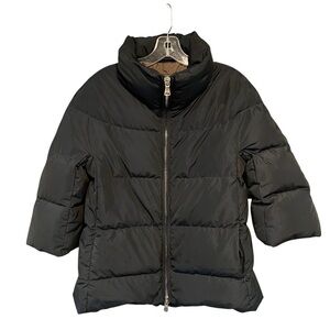 Eleventy Women’s Black Quilted Full Zip Puffer Winter Coat Small EUC Made Italy